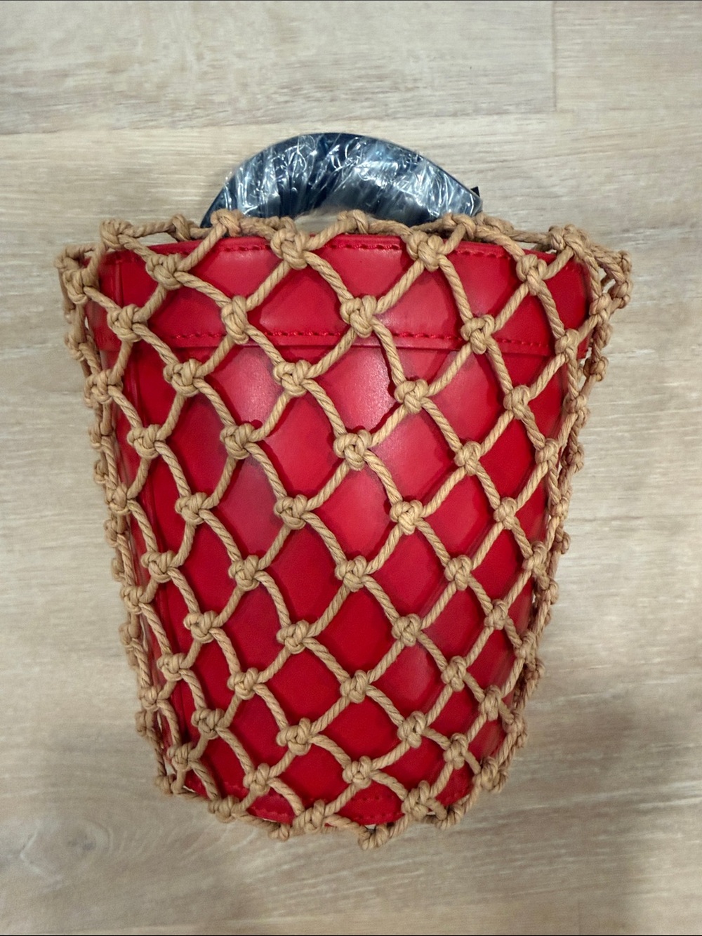 BNWT Staud Red and navy leather rope Net Basket bag - Picture 3 of 4